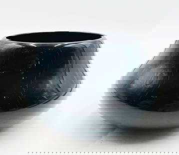 Vintage Studio Glass Bowl by Steven Correia, Signed & Dated 1997: Beautiful studio glass bowl designed and manufactured in Venice California by Steven Correia for Correia Art Glass. The bowl has a beautiful solid black color Signed and dated 1997. Measurements: