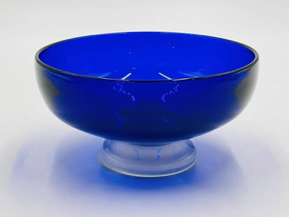 Studio Glass Bowl by Correia Glass, Signed & Dated, Certificate of Authenticity: Beautiful handblown studio glass bowl designed and manufactured by Correia Glass. The piece has a beautiful cobalt blue color. The piece is signed and dated 2004 and it comes with a certificate of