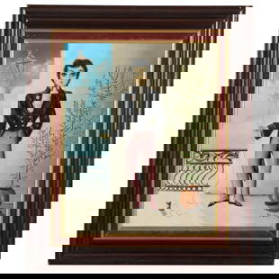 Folk Style Oil Painting of Man Holding Kite: Artist: PauloUntitled (portrait of young man holding kite), mid to late 20th centuryOil painting on composite boardSigned Paulo to the lower leftItem not examined outside of mountingDimensions:17 inc