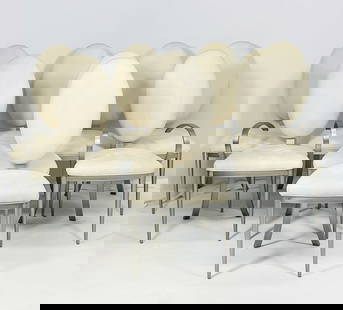 Set of 8 Dining Chairs by Design Institute of America, USA 1970'S: Set of 8 dining chairs with metal frames and oval backrests designed and manufactured in United States by Design Institute of America.The set includes 6 side chairs and 2 armchairs.The chairs are labe