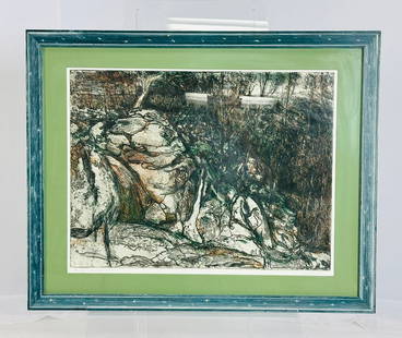 Colored Lithograph by Robert Griffiths, Titled "Kunigai in Sandstone" #3/8 Dated 91: Colored Lithograph by Robert Griffiths, Titled "Kunigai in Sandstone" #3/8 Dated 91 Hand signed in pencil. Measurements; 30.50 inches wide x 24.50 inches high x 1 inch deep/projection