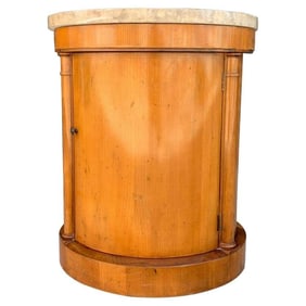Neoclassical Round Side Table w/ Marble Top by Baker