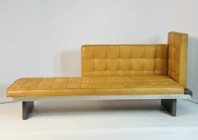 Philippe Starck Custom Tufted Leather & Chrome Bench for SLS Hotel, Los Angeles