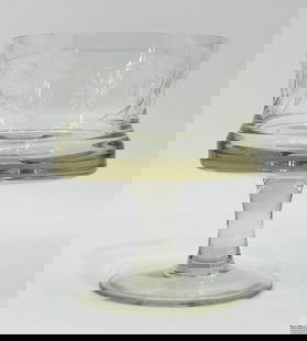 Large Crystal Clear Pedestal Compote Bowl Etched Floral Design: Large Crystal Clear Pedestal Compote Bowl Etched Floral Design. Measurements: 7.25 inches high x 6 inches in diameter. All items are sold as is. The auction house does not warrant authenticity on