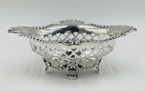 Sterling Silver Reticulated Bon Bon Bowl, 1.7oz Total Weight.: Antique Gorham Sterling Silver Monogramed, Pierced, Nut or Bonbon Footed Bowl #A101 . 1.7 oz total weight. Marked Sterling A101 and other hallmarks. Measurements: 1.75 inches high x 3.78 inches