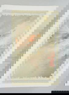 Original Painting by 9 Lives Studio, Oil & Acrylic on Linen & Board: Stunning original painting by 9 Lives Studio. This is an abstract composition, a very beautiful piece. The piece is painted over cardboard and linen. Apparently unsigned. Measurements:28.25
