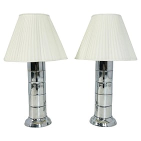 Pair of Vintage Table Lamps in Polished Chrome in the Style of Laurel Lighting