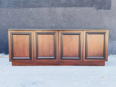 Vintage Sideboard/Credenza, Walnut Wood with Black Trim.