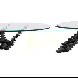 Sculptural Coffee Table, Bronze Sea Scene with a Glass Top