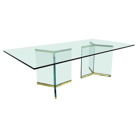 Brass & Glass Dining Table by Leon Rosen for Pace Collection