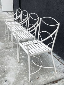 Set of 4 Regency Style Wrought Iron Armchairs
