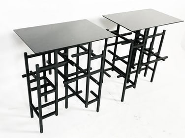 Pair of Steel & Glass End Tables or Console Table