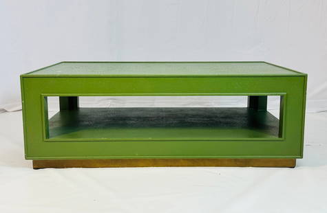 'Adeen' Coffee Table With Faux Ostrich Finish by Made Goods: The rich texture of faux ostrich elevates the clean lines of this coffee table. The crisp geometry of its architecture is emphasized by a frame edged in slender molding and the addition of a shelf. 