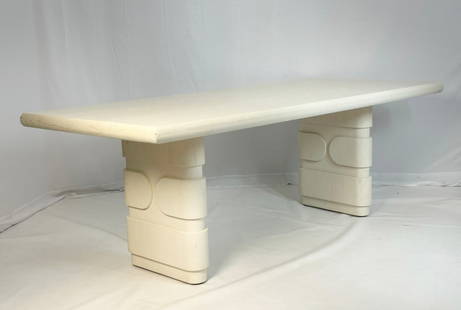 White Washed Lowen Dining Table by Lulu & Giorgia: A white washed finish adds a soft, versatile look to the Lowen dining table, a casual yet striking design perfect for both modern and transitional spaces.Subtly rounded edges on the dinner table's lon