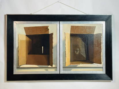 Diptych Oil Painting by Jan Saether from the Gnostic Journey Collection (1944-2018): Beautiful diptych oil painting by Jan Valentin Saether (1944-2018)This particular painting is from the Gnostic Collection which spans from the late 1970's to before his dead in 2018.The piece shows 2