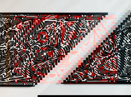 Original Painting titled THE OLYMPIAN BY Simona Elkin: Beautiful acrylic painting titled THE OLYMPIAN BY Los Angeles artist Simona Elkin, the artist mainly does aboriginal art which are very colorful and full of movement. This particular piece show bold