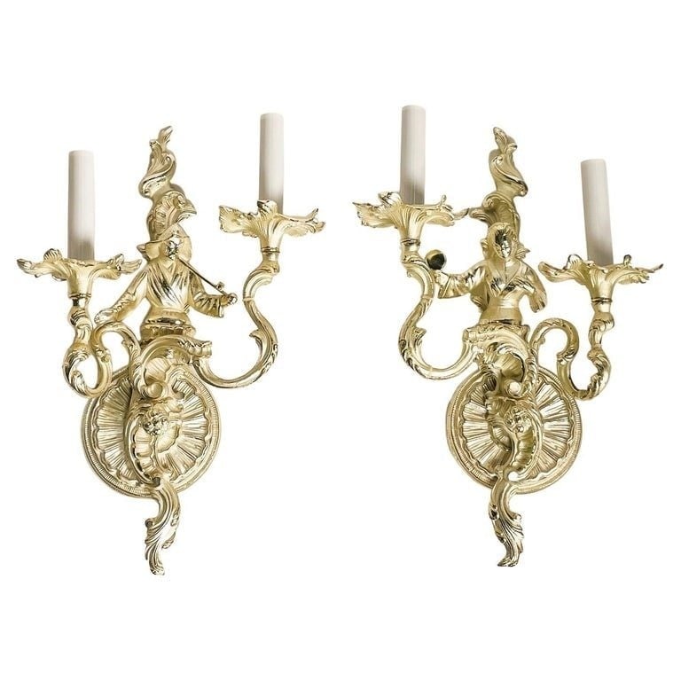 Pair of Asian Style Wall Sconces in Silver Finish (1 of 11)