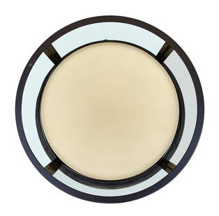 Modern Wall/Ceiling Light with Enameled Frame and Glass Shade: Beautiful wall sconce with glass shades and bronzed or enamel frame, hard wired. Measurements: 13.75 inches x 6.50 inches high. All items are sold as is. The auction house does not warrant authenticit