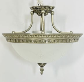 Cast Bronze & Glass Semi Flush Ceiling Light Light