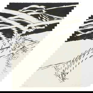 Abstract Lithograph by Richard Howard Hunt (American 1935-2023), Hand Signed & Numbered: Richard Howard Hunt (American 1935-2023) Untitled (abstract), 1972 Lithograph on paper Signed to lower center Editioned 40 / 50 to lower left Richard Hunt is known for his abstract figural and