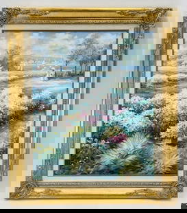 Oil on Canvas by S. Parnel, Titled -Restful Summer Day- Signed, W/ COA: Oil on canvas by S. Parnel, titled -Restful Summer Day- The piece is signed and it comes with COA. Measurements: 31 inches high x 26.50 wide x 1.50 inches deep/projection from wall. All items are