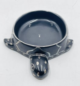 Emilia Castillo Turtle Catchall Bowl in Porcelain & Pure Silver, Mexico 1980s