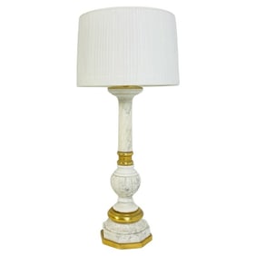 Vintage Marble and Gold Gilt Table Lamp, Made in Italy