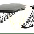 French Center Table in Brass & Wrought Iron with Octagonal Slate Top