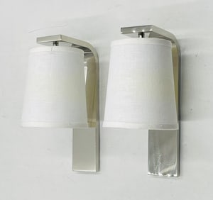 Pair of "Hyde" Wall Sconces in Polished Nickel by Urban Electric, Made in 2022