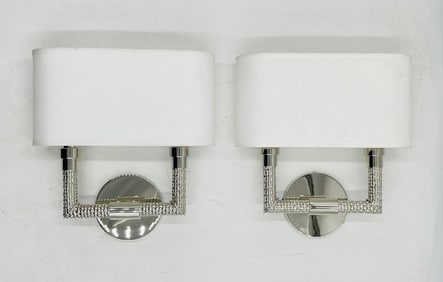 Pair of "Dubois II" Wall Sconces in Nickel Finish