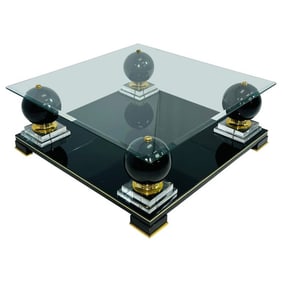 French Coffee Table With Bronze Accents in the Style of Roche Bobois