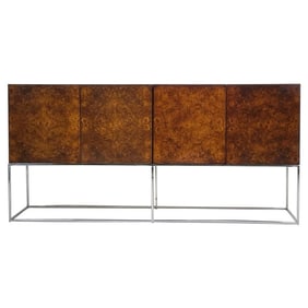Burlwood & Chrome Sideboard by Milo Baughman for Thayer Coggin