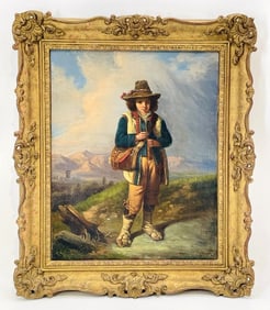 Italian School, Painting of A Roman Peasant Boy.