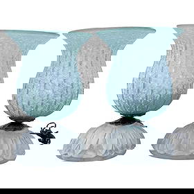 Murano Glass Table Lamps w/ Hand Carved Alabaster Bases: Stunning pair of 1950s Scavo style Murano glass table lamps with hand-carved alabaster bases and bronze hardware.The glass has a beatufil green color with a frosted (scavo) finish and the bronze has a