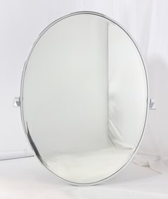 Contemporary Oval Wall Mirror With a Polished Nickel Frame