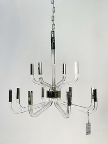Crystal & Nickel 12 Arm Chandelier by Chapman & Myers for Visual Comfort