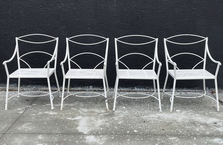 Set of 4 Regency Style Wrought Iron Armchairs