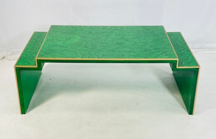 Late 20th Century Vintage Regency Faux Malachite Stepped Coffee Table