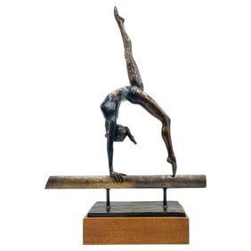 -The Gymnast- Bronze Sculpture by Rebecca J. Grob, (20th Century American) Signed