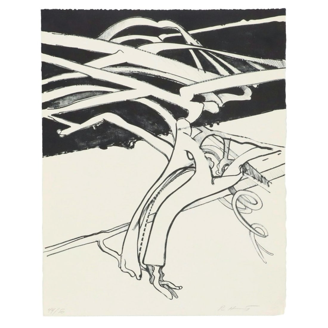 Abstract Lithograph by Richard Howard Hunt (American 1935-2023), Hand Signed & Numbered: Richard Howard Hunt (American 1935-2023)Untitled (abstract), 1972Lithograph on paperSigned to lower centerEditioned 40 / 50 to lower leftRichard Hunt is known for his abstract figural and nature theme
