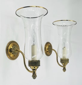 Pair of Single-arm Hurricane Wall Sconces by Charles Edwards of London, England