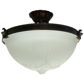 Vintage Bronze and Glass Chandelier