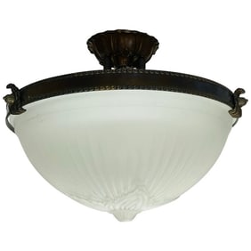 Vintage Bronze and Glass Chandelier