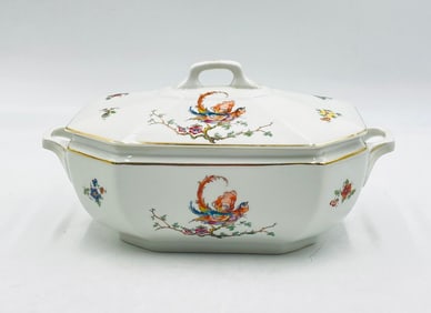 Vintage Porcelain Lidded Serving Bowl Labeled GOC