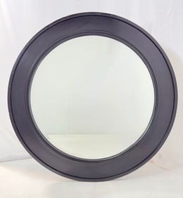 Contemporary Round Wall Mirror With Black Wooden Frame