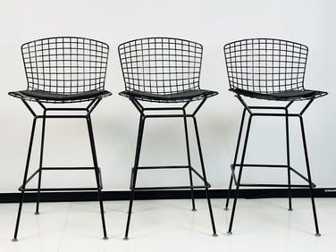 Set of Three Harry Bertoia Barstools for Knoll, Signed
