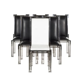Set of 6 Dining Chairs in Lucite & Chrome by Charles Hollis Jones