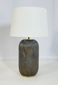 Elegant Reactive Ceramic Table Lamp by Ralph Lauren with Brass Base