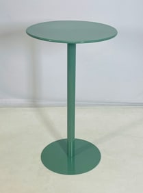 Contemporary Green Metal Bistro Table with Round Top