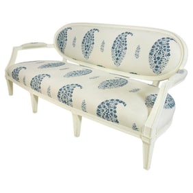 Vintage White Painted Louis XVI Style Settee by Brunschwig & Fils